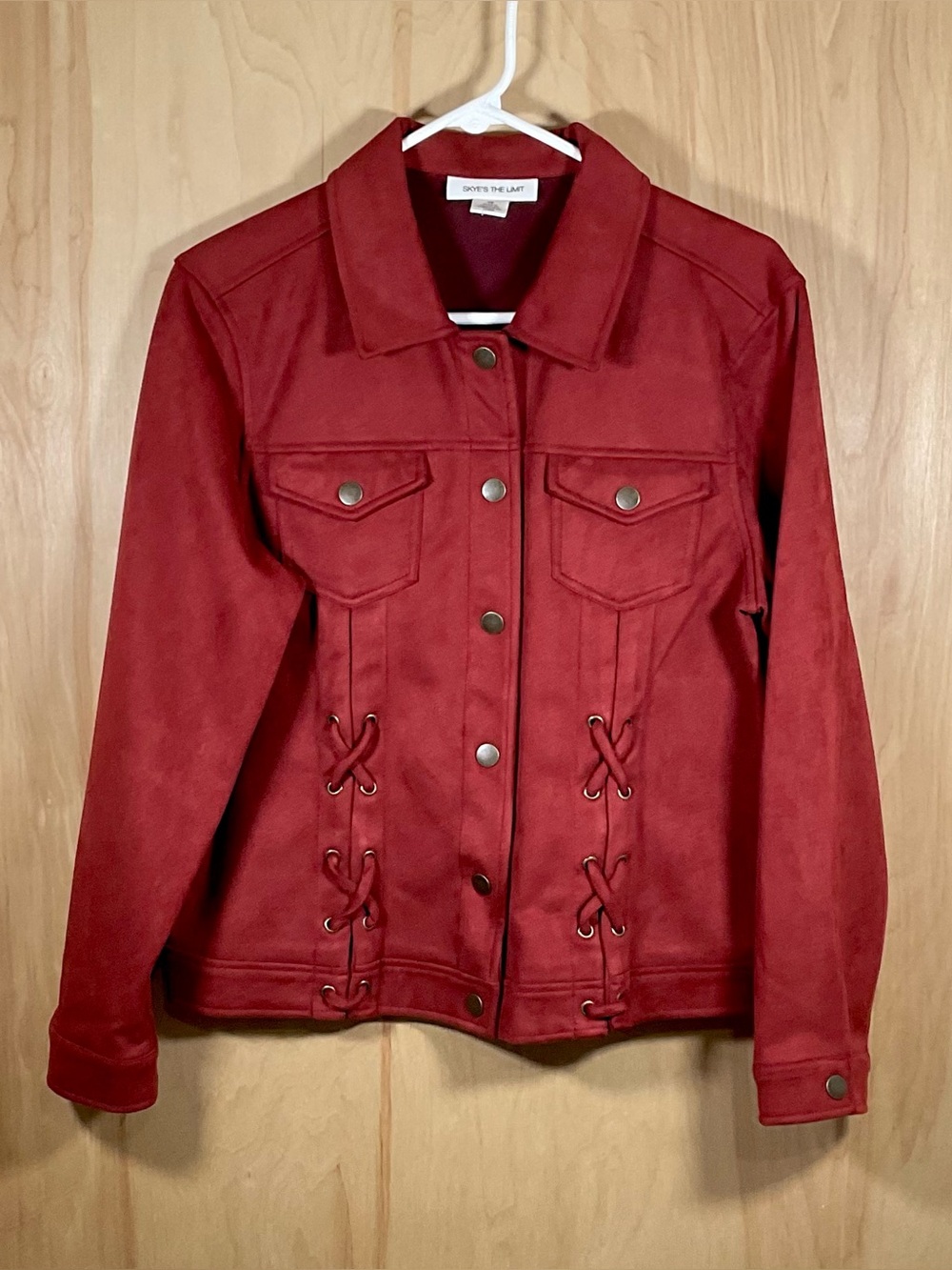 Skye’s The Limit Rust-Red Cropped Faux Suede Jacket - NWOT